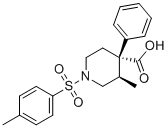 反式-(-)-3-甲基-4-苯基-1-(p-甲苯基磺酰基)哌啶-4-羧酸分子结构 (CAS 83863-68-7)