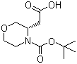 (S)-4-Boc-3-吗啉乙酸分子结构 (CAS 839710-38-2)