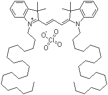1-二十烷基-2-[(E)-3-(1-二十烷基-3,3-二甲基-1,3-二氢-2H-吲哚-2-亚基)-1-丙烯基]-3,3-二甲基-3H-吲哚鎓高氯酸盐分子结构 (CAS 84109-13-7)