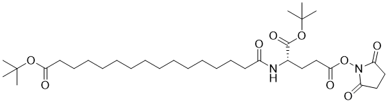 1-(叔-丁基)5-(2,5-二氧代吡咯烷-1-基)(16-(叔-丁氧基)-16-氧代棕榈酰)-L-谷氨酸酯分子结构 (CAS 843666-26-2)