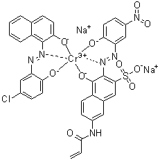 [1-[(5-氯-2-羟基苯基)偶氮]-2-萘酚][4-羟基-3-[(2-羟基-5-硝基苯基)偶氮]-7-[(1-氧代-2-丙烯基)氨基]-2-萘磺酸基]铬酸二钠盐分子结构 (CAS 84434-74-2)