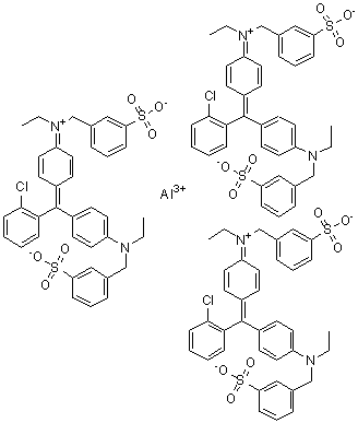 N-[4-[(2-氯苯基)[4-[乙基[(3-磺基苯基)甲基]氨基]苯基]亚甲基]-2,5-环己二烯-1-亚基]-N-乙基-3-磺基苯甲铵内盐铝盐分子结构 (CAS 84473-91-6)