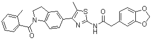 N-[4-[2,3-二氢-1-(2-甲基苯甲酰)-1H-吲哚-5-基]-5-甲基-2-噻唑基]-1,3-苯并二恶茂-5-乙酰胺分子结构 (CAS 846557-71-9)