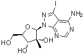 3-碘-1-(2-C-甲基-beta-D-呋喃核糖基)-1H-吡唑并[3,4-d]嘧啶-4-胺分子结构 (CAS 847551-00-2)