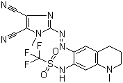 N-[6-[2-(4,5-二氰基-1-甲基-1H-咪唑-2-基)偶氮]-1,2,3,4-四氢-1-甲基-7-喹啉基]-1,1,1-三氟甲磺酰胺分子结构 (CAS 848080-39-7)