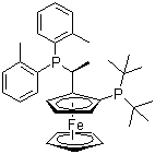 (1S)-1-[双(叔丁基)膦]-2-[(1S)-1-[双(2-甲基苯基)膦]乙基]二茂铁分子结构 (CAS 849924-77-2)