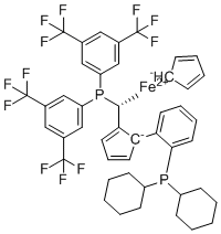 铁(2+)1-[(1R)-1-{双[3,5-双(三氟甲基)苯基]膦基}乙基]-2-[2-(二环己基膦基)苯基]环戊二烯-1-基环戊二烯-1-基(1/1/1)分子结构 (CAS 849925-22-0)