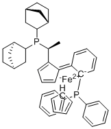 (S)-1-{(SP)-2-[2-(二苯基膦基)苯基]二茂铁}乙基二(2-降冰片基)膦分子结构 (CAS 849925-45-7)
