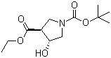 (3S,4R)-4-羟基吡咯烷-1,3-二甲酸 1-叔丁酯 3-乙酯分子结构 (CAS 849935-85-9)