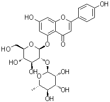 5-[[2-O-(6-Deoxy-alpha-L-mannopyranosyl)-beta-D-glucopyranosyl]oxy]-7-hydroxy-2-(4-hydroxyphenyl)-4H-1-benzopyran-4-one molecular structure (CAS 850630-40-9)