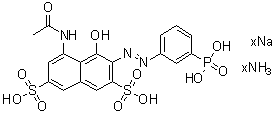 5-(乙酰氨基)-4-羟基-3-[(3-膦酰苯基)偶氮]-2,7-萘二磺酸铵钠盐分子结构 (CAS 85068-62-8)