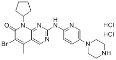 structure of CAS# 850918-83-1, Palbociclib Impurity D;6-bromo-8-cyclopentyl-5-methyl-2-[(5-piperazin-1-ylpyridin-2-yl)amino]pyrido[2,3-d]pyrimidin-7-one;dihydrochloride