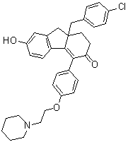 9a-[(4-Chlorophenyl)methyl]-1,2,9,9a-tetrahydro-7-hydroxy-4-[4-[2-(1-piperidinyl)ethoxy]phenyl]-3H-fluoren-3-one molecular structure (CAS 851107-28-3)