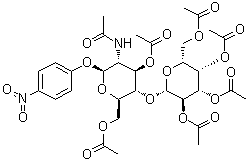 4-硝基苯基 2-(乙酰氨基)-2-脱氧-4-O-(2,3,4,6-四-O-乙酰基-beta-D-吡喃半乳糖基)-beta-D-吡喃葡萄糖苷 3,6-二乙酸酯分子结构 (CAS 85193-88-0)