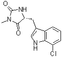 结构式 CAS# 852391-19-6, (5R)-5-[(7-氯-1H-吲哚-3-基)甲基]-3-甲基-2,4-咪唑烷二酮