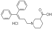 结构式 CAS# 85375-15-1, SKF 89976A; 1-(4,4-二苯基-3-丁烯-1-基)-3-哌啶甲酸盐酸盐