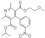 structure of CAS# 85677-93-6, 2,6-Dimethyl-4-(3-nitrophenyl)-3,5-pyridinedicarboxylic acid 2-methoxyethyl 1-methylethyl ester
