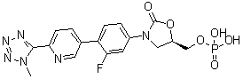(5R)-3-[3-氟-4-[6-(1-甲基-1H-四唑-5-基)-3-吡啶基]苯基]-5-[(磷酰氧基)甲基]-2-恶唑烷酮分子结构 (CAS 856867-56-6)