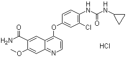 4-[3-Chloro-4-[[(cyclopropylamino)carbonyl]amino]phenoxy]-7-methoxy-6-quinolinecarboxamide monohydrochloride molecular structure (CAS 857890-31-4)