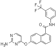 6-[(2-氨基-4-嘧啶基)氧基]-N-[3-(三氟甲基)苯基]-1-萘甲酰胺分子结构 (CAS 861875-60-7)
