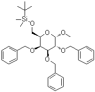 甲基 6-O-[(叔丁基)二甲基硅烷基]-2,3,4-三-O-(苯基甲基)-alpha-D-吡喃半乳糖苷分子结构 (CAS 862730-60-7)