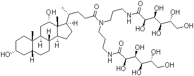 结构式 CAS# 86303-23-3, (3a,5b,12a)-N,N-双[3-(D-葡萄糖酰氨基)丙基]-3,12-二羟基胆甾烷-24-胺