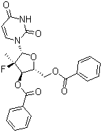 (2'R)-2'-脱氧-2'-氟-2'-甲基尿苷 3',5'-二苯甲酸酯分子结构 (CAS 863329-65-1)