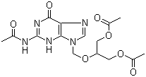 结构式 CAS# 86357-14-4, 三乙酰更昔洛韦; N-[9-[[2-(乙酰氧基)-1-[(乙酰氧基)甲基]乙氧基]甲基]-6,9-二氢-6-氧代-1H-嘌呤-2-基]乙酰胺
