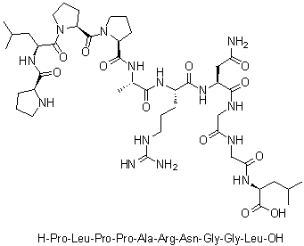 L-脯氨酰-L-亮氨酰-L-脯氨酰-L-脯氨酰-L-丙氨酰-L-精氨酰-L-天冬氨酰胺酰甘氨酰甘氨酰-L-亮氨酸分子结构 (CAS 866635-32-7)