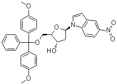 1-[5-O-[二(4-甲氧基苯基)苯基甲基]-2-脱氧-beta-D-赤式-呋喃戊糖基]-5-硝基-1H-吲哚分子结构 (CAS 869355-18-0)