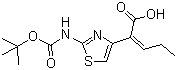 (Z)-2-(2-叔丁氧羰基氨基噻唑-4-基)-2-戊烯酸分子结构 (CAS 86978-24-7)