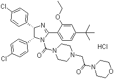 2-[4-[[(4S,5R)-4,5-双(4-氯苯基)-2-[4-(1,1-二甲基乙基)-2-乙氧基苯基]-4,5-二氢-1H-咪唑-1-基]羰基]-1-哌嗪基]-1-(4-吗啉基)乙酮盐酸盐分子结构 (CAS 870007-79-7)