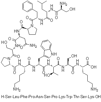 L-丝氨酰-L-亮氨酰-L-苯丙氨酰-L-脯氨酰-L-天冬氨酰胺酰-L-丝氨酰-L-脯氨酰-L-赖氨酰-L-色氨酰-L-苏氨酰-L-丝氨酰-L-赖氨酸分子结构 (CAS 870267-70-2)