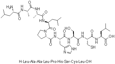 L-亮氨酰-L-丙氨酰-L-丙氨酰-L-亮氨酰-L-脯氨酰-L-组氨酰-L-丝氨酰-L-半胱氨酰-L-亮氨酸分子结构 (CAS 870270-85-2)
