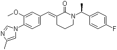 (E)-1-[(1S)-1-(4-氟苯基)乙基]-3-[3-甲氧基-4-(4-甲基-1H-咪唑-1-基)亚苄基]哌啶-2-酮分子结构 (CAS 870843-42-8)