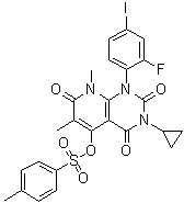 3-环丙基-1-(2-氟-4-碘苯基)-6,8-二甲基-2,4,7-三氧代-1,2,3,4,7,8-六氢吡啶并[2,3-d]嘧啶-5-基对甲苯磺酸酯分子结构 (CAS 871700-32-2)