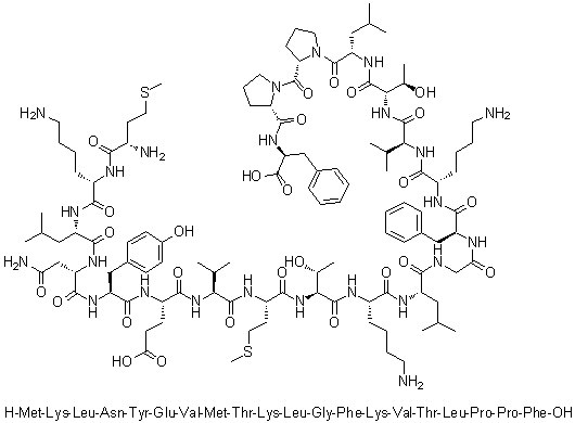 L-Methionyl-L-lysyl-L-leucyl-L-asparaginyl-L-tyrosyl-L-alpha-glutamyl-L-valyl-L-methionyl-L-threonyl-L-lysyl-L-leucylglycyl-L-phenylalanyl-L-lysyl-L-valyl-L-threonyl-L-leucyl-L-prolyl-L-prolyl-L-phenylalanine molecular structure (CAS 877380-08-0)