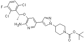 4-[4-[6-Amino-5-[[(R)-1-(2,6-dichloro-3-fluorophenyl)ethyl]oxy]pyridin-3-yl]pyrazol-1-yl]piperidine-1-carboxylic acid tert-butyl ester molecular structure (CAS 877399-51-4)
