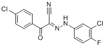 结构式 CAS# 882290-02-0, 2-[(3-氯-4-氟苯基)亚肼基]-3-(4-氯苯基)-3-氧代-丙腈