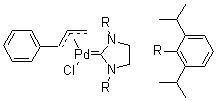 [1,3-双(2,6-二异丙基苯基)-4,5-二氢咪唑-2-亚基][3-苯烯丙基]氯化钯分子结构 (CAS 884879-24-7)