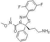 structure of CAS# 885060-08-2, (2R)-2-(3-Aminopropyl)-5-(2,5-difluorophenyl)-N-methoxy-N-methyl-2-phenyl-1,3,4-thiadiazole-3(2H)-carboxamide