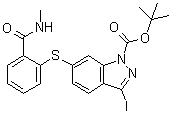 3-Iodo-6-[[2-[(methylamino)carbonyl]phenyl]thio]-1H-indazole-1-carboxylic acid 1,1-dimethylethyl ester molecular structure (CAS 885126-37-4)