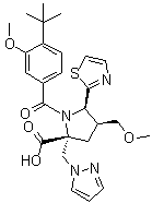 (4R,5S)-rel-1-[4-(叔丁基)-3-甲氧基苯甲酰基]-4-(甲氧基甲基)-2-(1H-吡唑-1-基甲基)-5-(2-噻唑基)-D-脯氨酸分子结构 (CAS 885264-71-1)