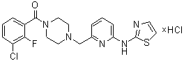 1-(3-氯-2-氟苯甲酰)-4-[[6-(2-噻唑基氨基)-2-吡啶基]甲基]哌嗪盐酸盐分子结构 (CAS 885327-89-9)