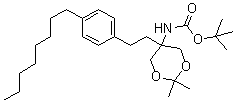 N-[2,2-二甲基-5-[2-(4-辛基苯基)乙基]-1,3-二氧六环-5-基]氨基甲酸叔丁酯分子结构 (CAS 885605-36-7)