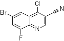 6-溴-4-氯-8-氟-3-喹啉甲腈分子结构 (CAS 886362-71-6)