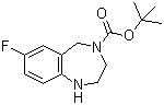 structure of CAS# 886364-36-9, 4-Boc-7-Fluoro-2,3,4,5-tetrahydro-1H-benzo[e][1,4]diazepine;tert-Butyl 7-fluoro-1,2,3,5-tetrahydro-4H-1,4-benzodiazepine-4-carboxylate