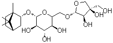 (1S,2R,4S)-1,7,7-三甲基双环[2.2.1]庚烷-2-基 6-O--beta-D-呋喃芹糖基-beta-D-吡喃葡萄糖苷分子结构 (CAS 88700-35-0)