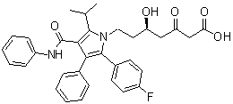(deltaR)-2-(4-氟苯基)-delta-羟基-5-(1-甲基乙基)-beta-氧代-3-苯基-4-[(苯基氨基)羰基]-1H-吡咯-1-庚酸分子结构 (CAS 887196-30-7)