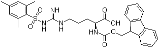 N-Fmoc-N'-(均三甲苯-2-磺酰基)-L-精氨酸分子结构 (CAS 88743-97-9)
